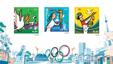 Les Nations Unies et le CIO lancent une série de timbres afin de rendre hommage au rôle du sport pour la paix