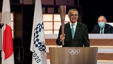 Director-General of the World Health Organization Tedros Adhanom during the second day of the 138th IOC Session at the Okura Hotel in Tokyo