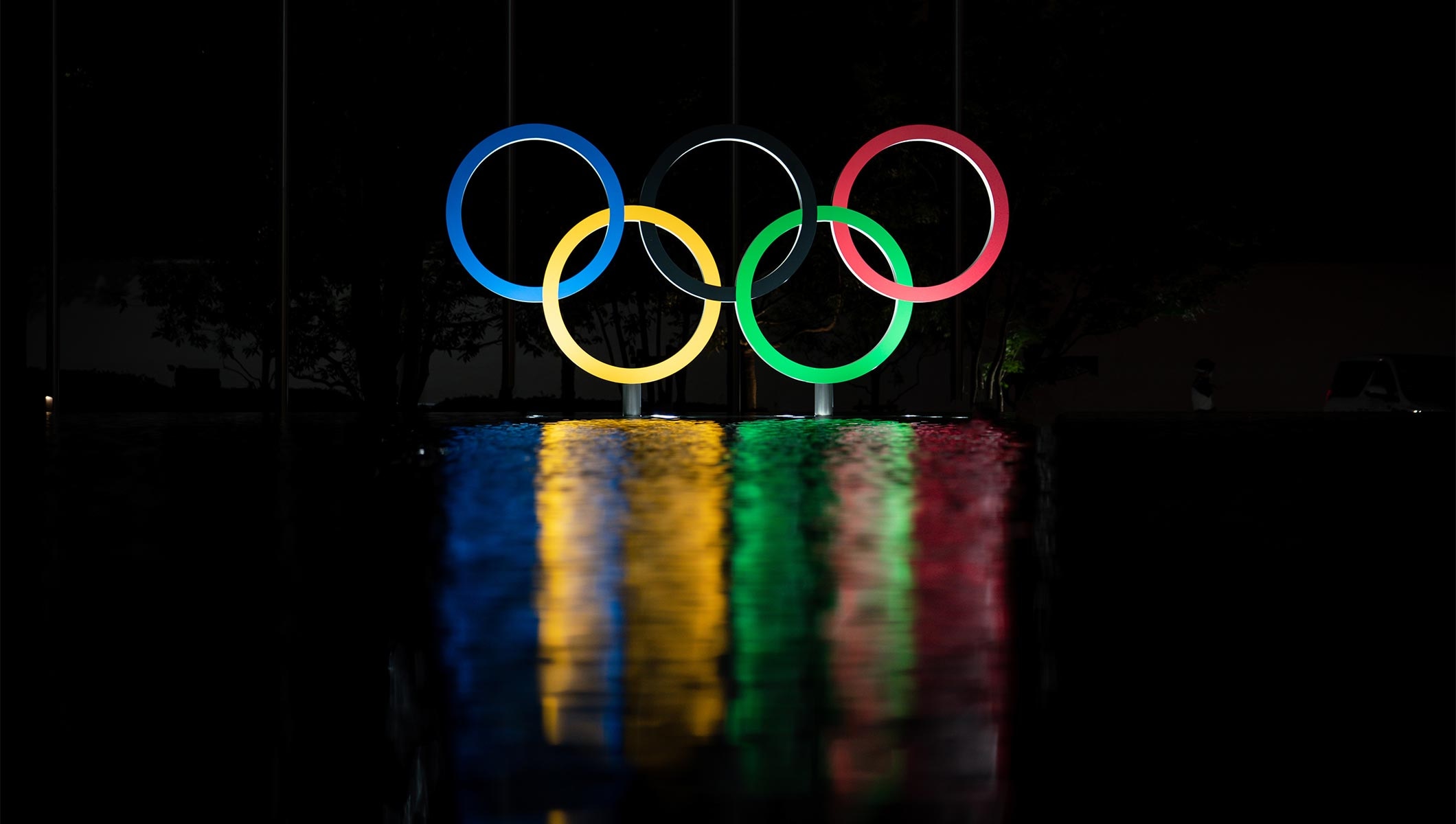 TOKYO - JAPAN -  25 July 2021: Olympic Rings outside the Okura Hotel during TOKYO 2020, the XXXII IOC Olympic Games.