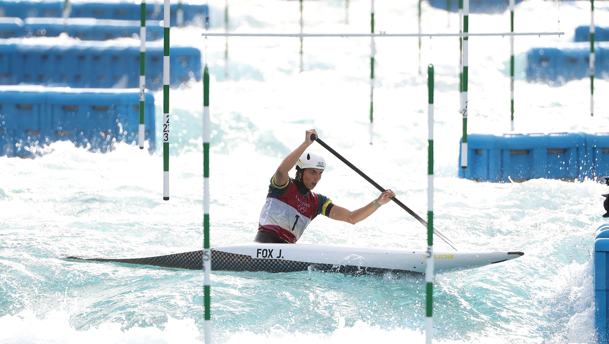 Jessica Fox of Team Australia competes during the Women's Canoe Slalom Final on day six of the Tokyo 2020 Olympic Games