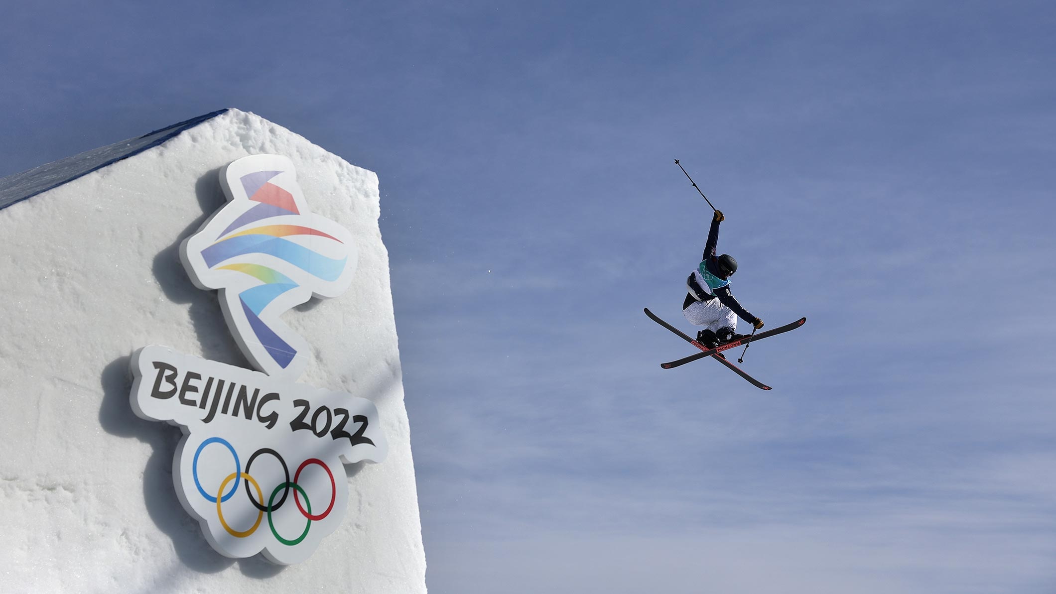 BEIJING, CHINA - FEBRUARY 07: Caroline Claire of Team United States performs a trick during the Women's Freestyle Skiing Freeski Big Air Qualification on Day 3 of the Beijing 2022 Winter Olympic Games at Big Air Shougang on February 07, 2022 in Beijing, China. (Photo by Richard Heathcote/Getty Images)