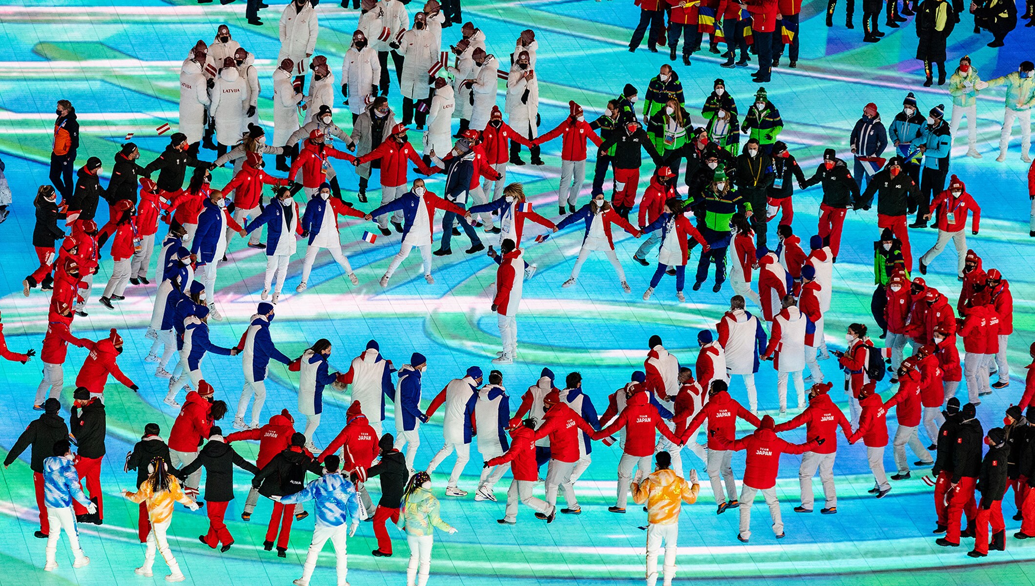 Athletes at the Closing Ceremony - Beijing 2022 Winter Olympic Games