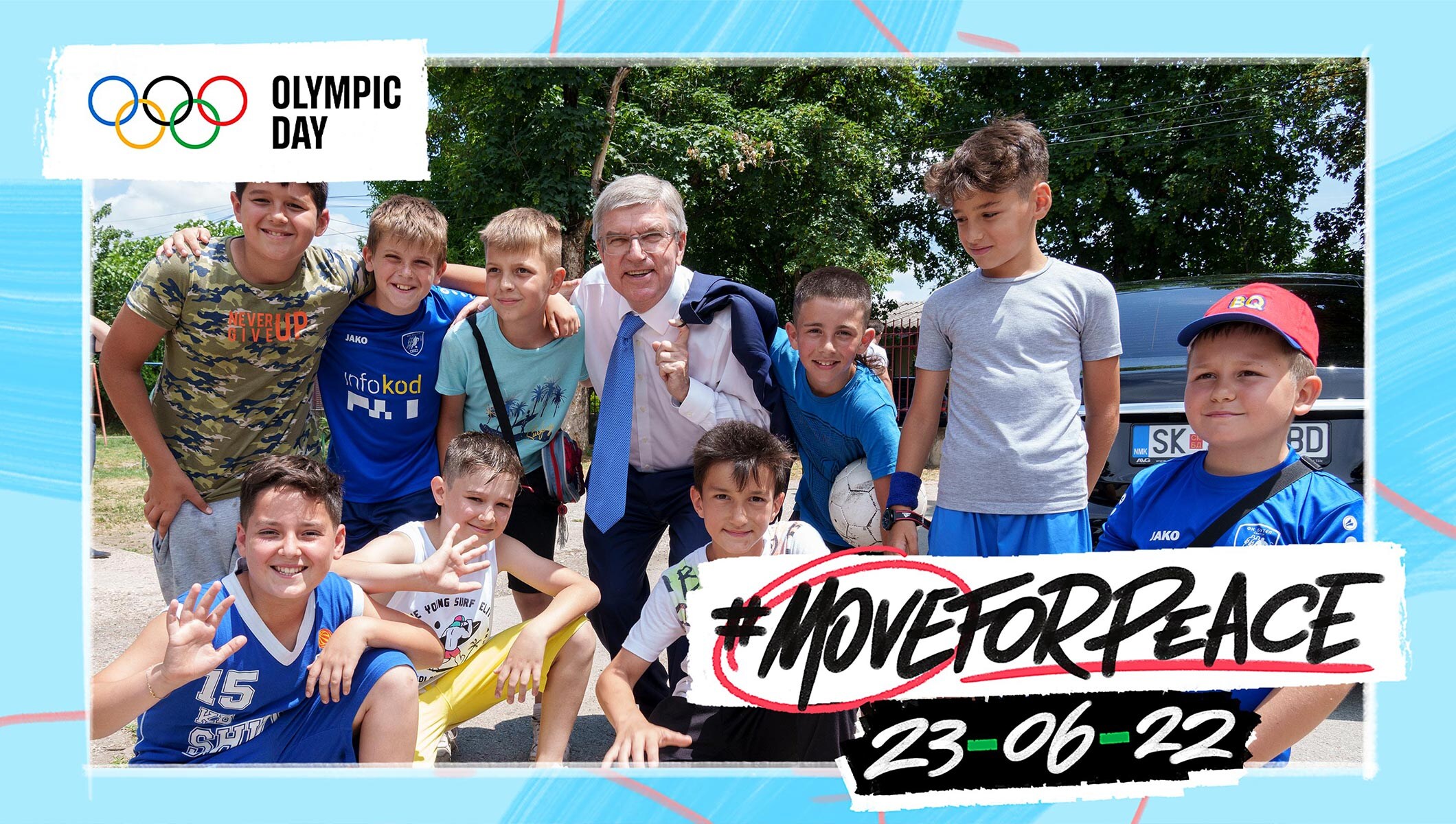IOC President, Thomas Bach attends the Olympic Day celebration at a local school in Skopje