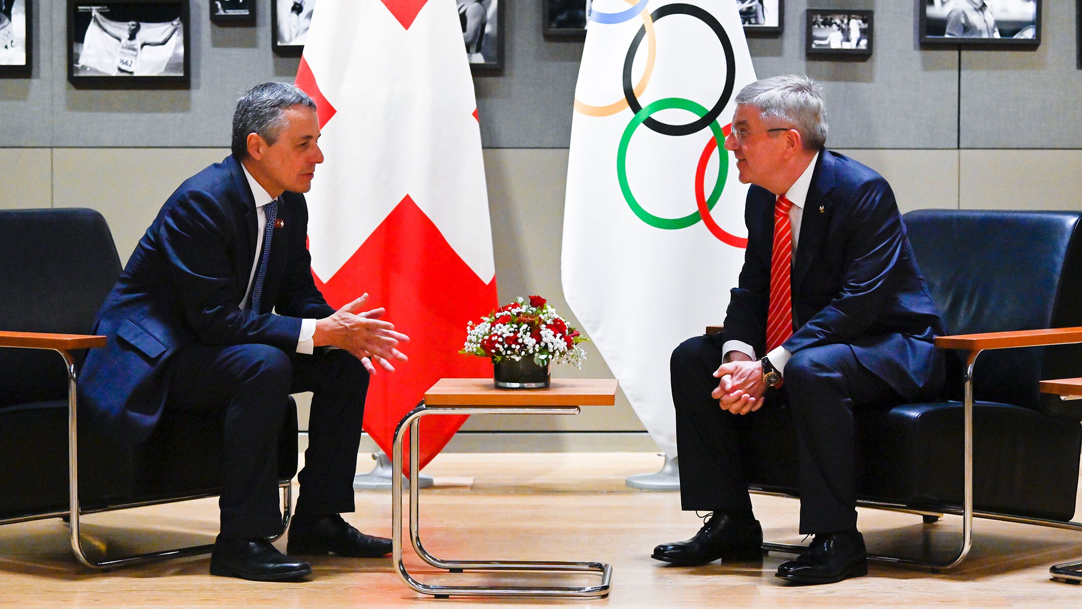 IOC President Thomas Bach welcomed the President of the Swiss Confederation, Ignazio Cassis, on the occasion of the Swiss National Day celebrations.  