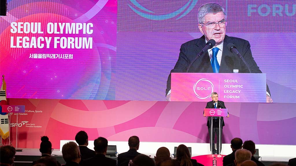 IOC President Thomas Bach attends the Seoul Legacy Forum and delivers a key note address