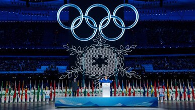 Le président du CIO, Thomas Bach, lors de la cérémonie d'ouverture des Jeux Olympiques d'hiver de Beijing 2022