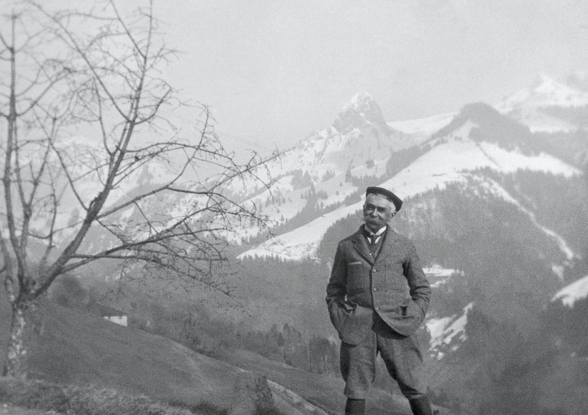 Baron Pierre de COUBERTIN in the Alps.