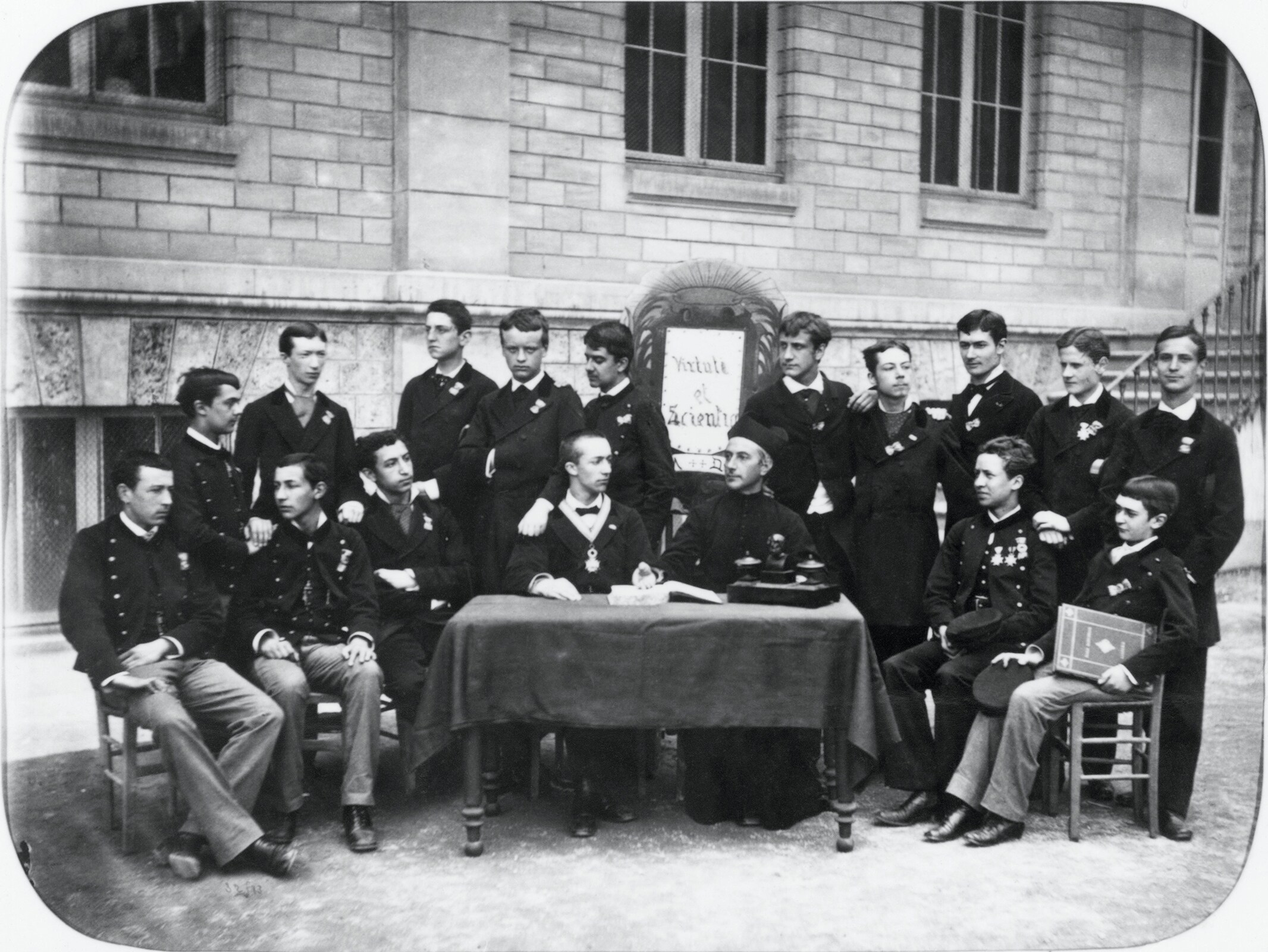 Group photograph of Baron Pierre de COUBERTIN's Class at Saint-Ignace, a new Jesuit School on Rue Madrid in Paris. 