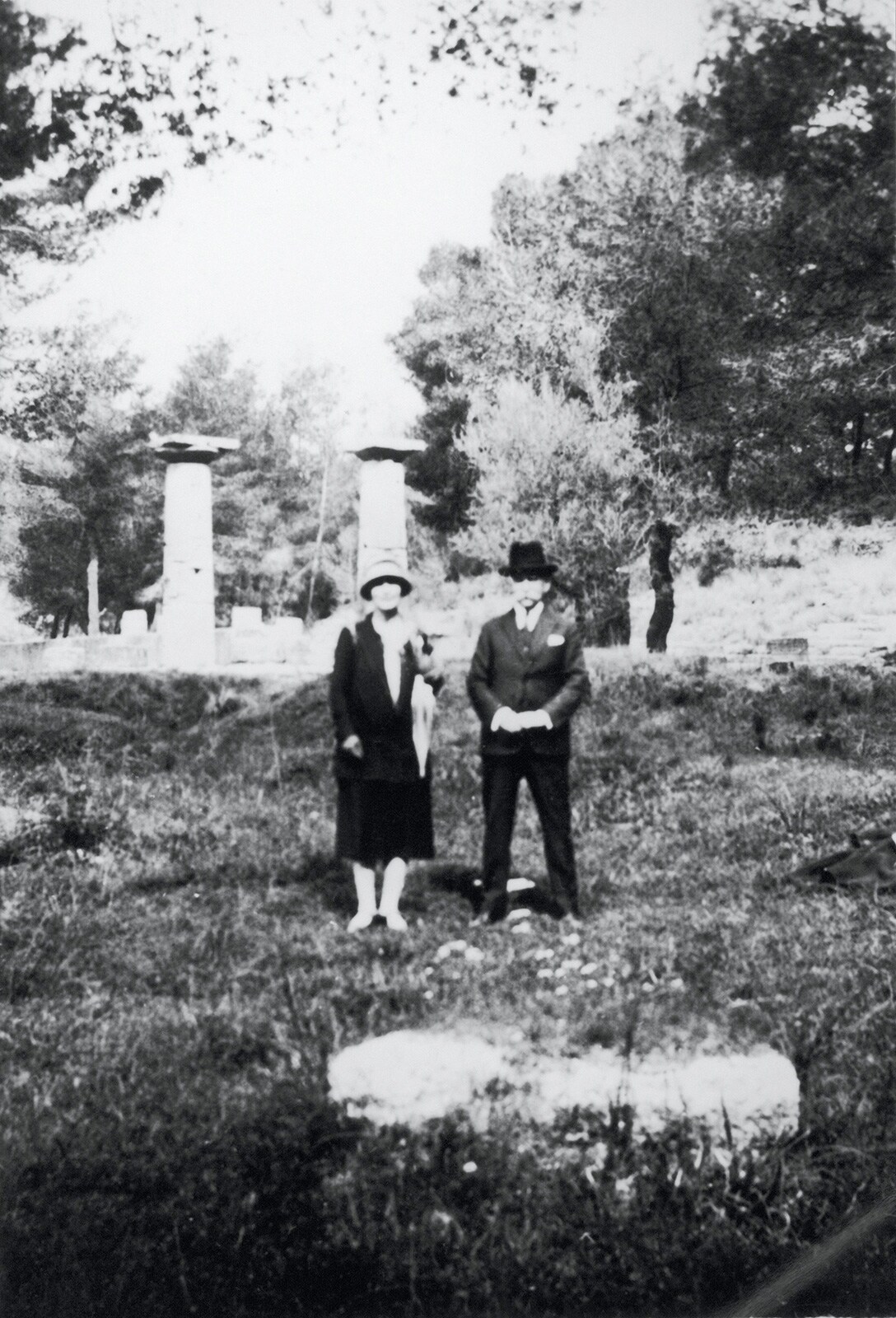 Renée s de COUBERTIN and her father Baron Pierre de COUBERTIN in Olympia, Greece.